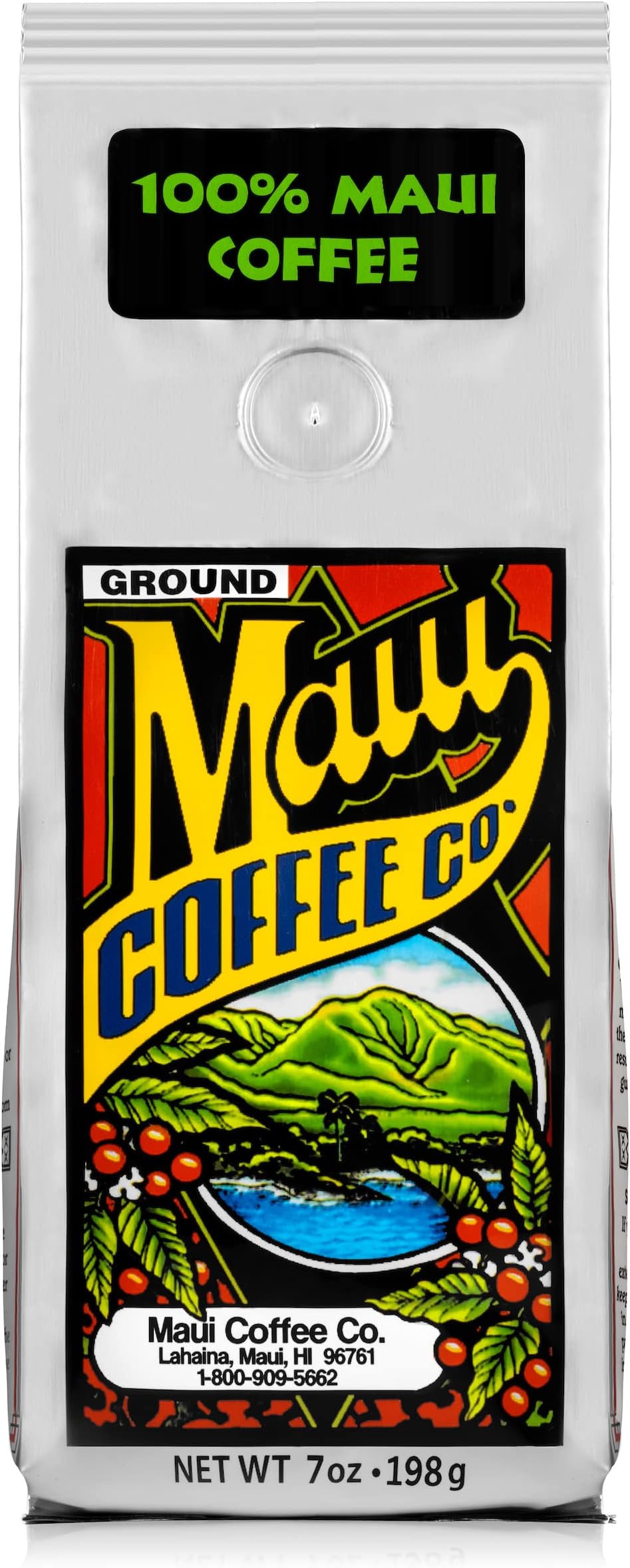 Maui Coffee Company 100% Maui Coffee, Ground - Dark Roast w Bold Clean Full-Bodied Flavor - Grown & Roasted in Lahaina Hawaii - Small Batch Roasting - Gourmet Coffee Great for Drip Brew -7 oz. Bag