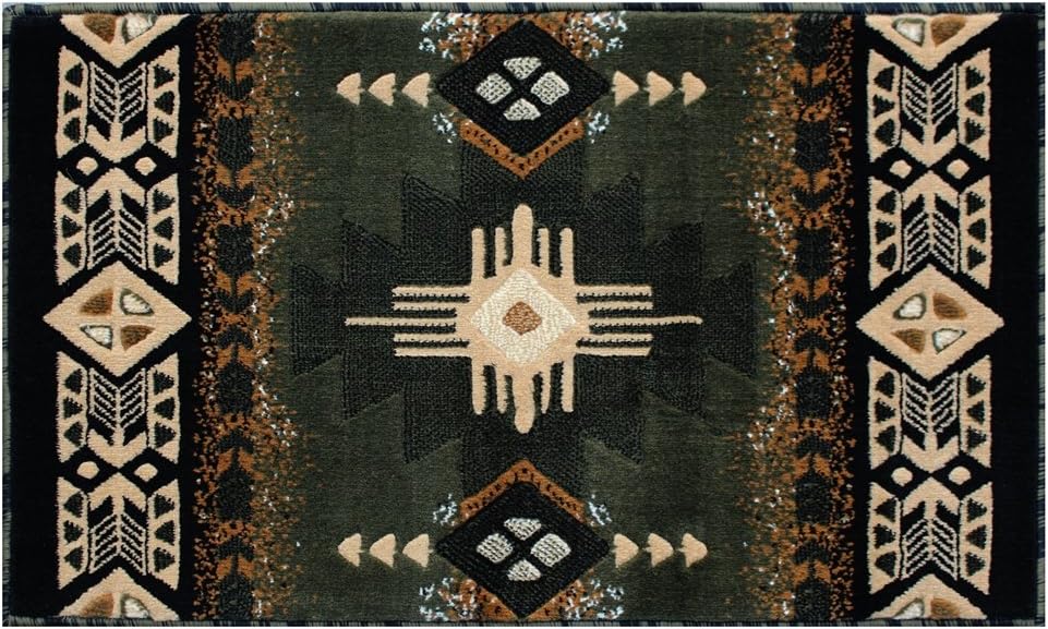South West Native American Mat Area Rug Design C318 Sage Green (24 Inch X 40 Inch) Mat