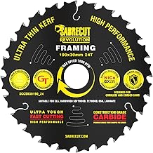 1 x SCCSN30190_24 SabreCut 190mm 24T x 30mm Bore High Performance Ultra Thin Kerf Wood Plywood MDF Chipboard Framing Circular Saw Blade