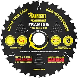 1 X SabreCut SCCSM185_38 185 Mm 38T X 30 Mm 25,4 Mm 20 Mm 16 Mm Borr Multimaterial Metall Tru00e4 Plast Cirkelsu00e5gblad