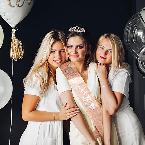 Miniatura 3 de CIEHER Bride To Be, decoraciones de despedida de soltera de oro rosa, despedida de soltera, tiara de novia, bonito regalo de despedida de soltera