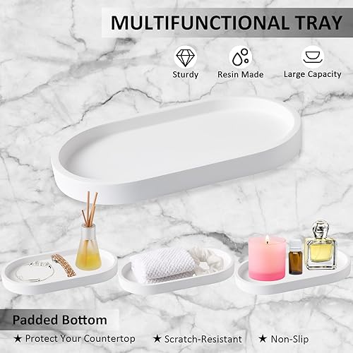 Miniatura 4 de Dispensador de jabón para manos y platos con bandeja, juegos de resina blanca de 15 onzas para baño y cocina, 15.2 fl oz contiene dispensadores de