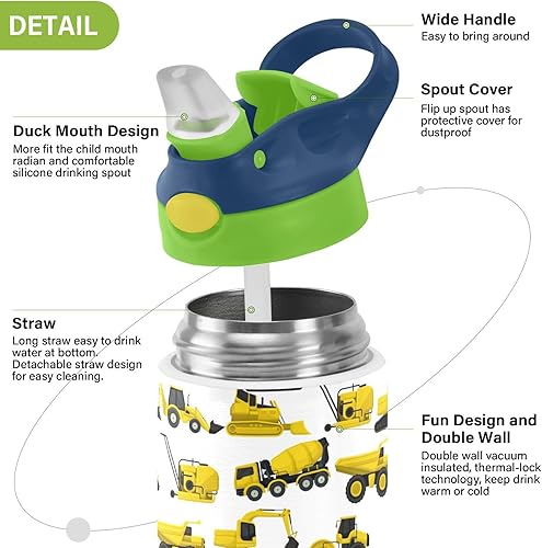 Miniatura 4 de Botella de agua de acero inoxidable para niños, botella de agua aislada al vacío de acero inoxidable de 12 onzas para niños, botellas aisladas al