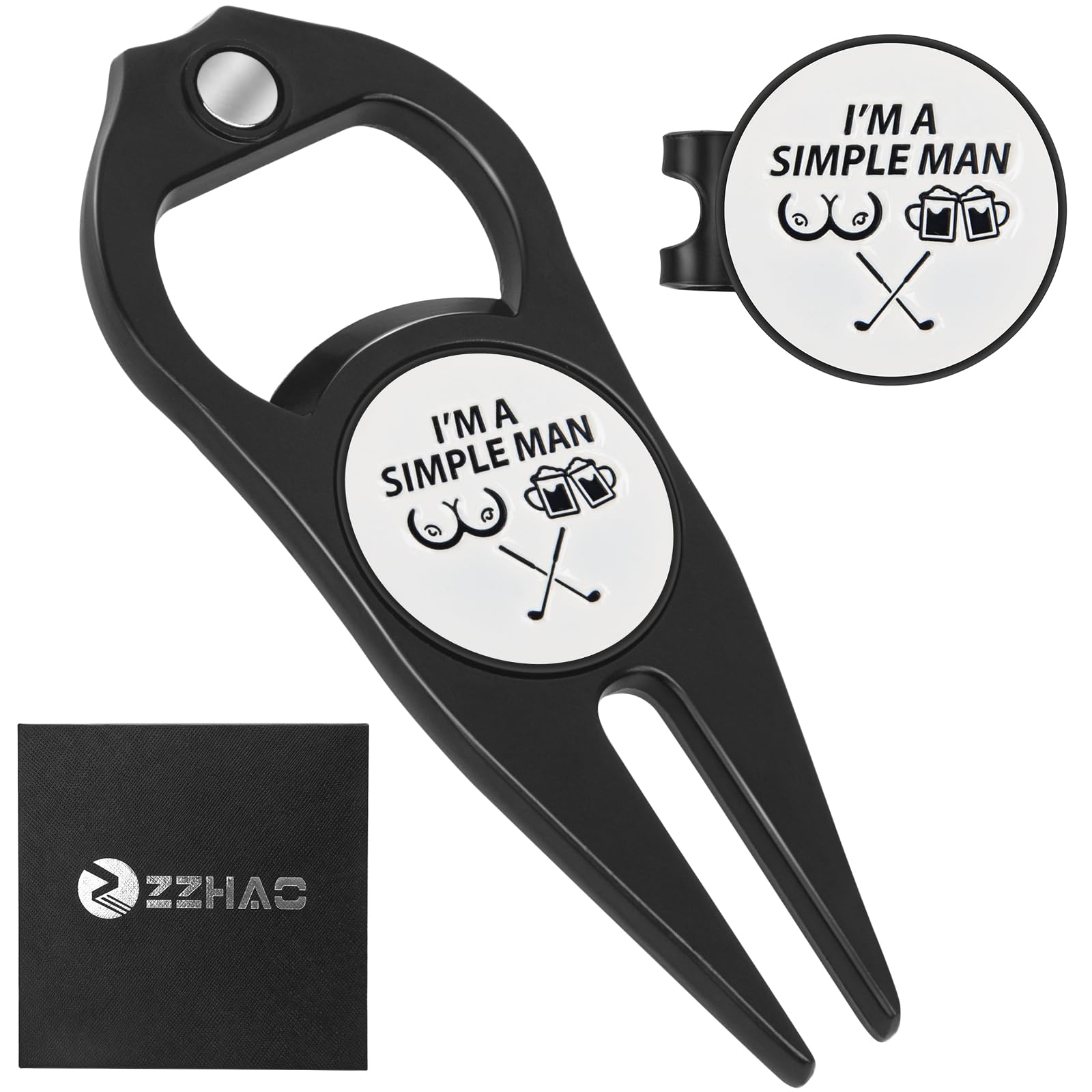 ZZHAO Golf Divot Tool and Golf Ball Marker, Divot Repair Tool，Golf Accessories for Men, Funny Gifts for Men, Tools for Men