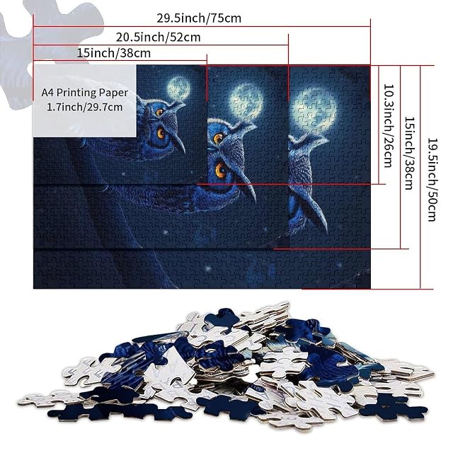 Foto 3 de 5 de Rompecabezas de 1000 Piezas Búho Azul posado en la Noche Juego práctico y Educativo Regalos de Amigo…