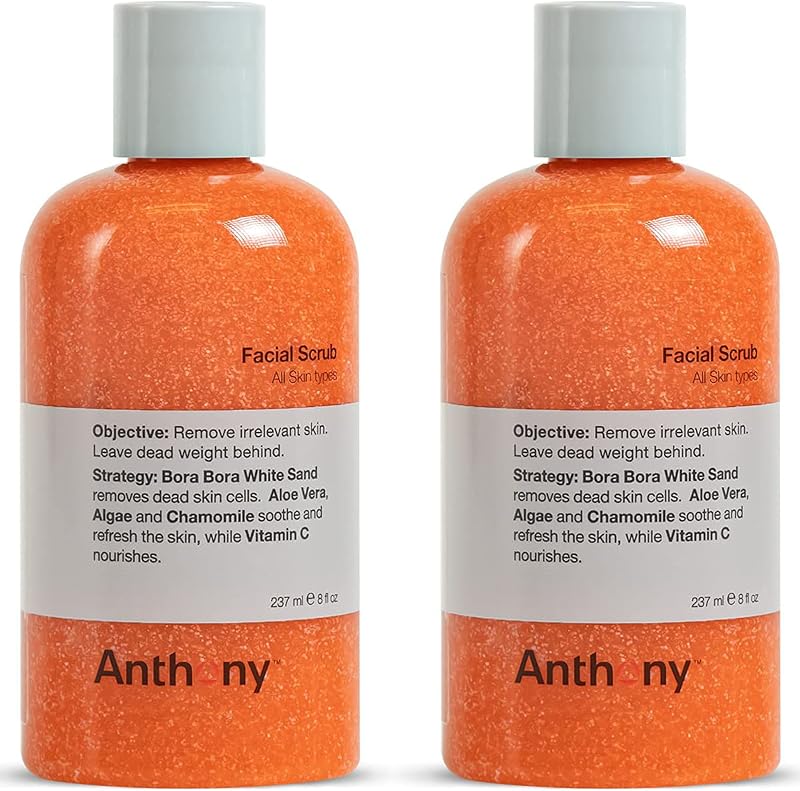 Esfoliante facial Anthony com vitamina C, areia branca de Bora Bora, 8 fl oz, pacote com 2