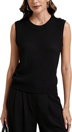Womens Sweater Vest Lightweight Crewneck 2026 Summer Outfits Keyhole Back Sleeveless Knit Tank Tops