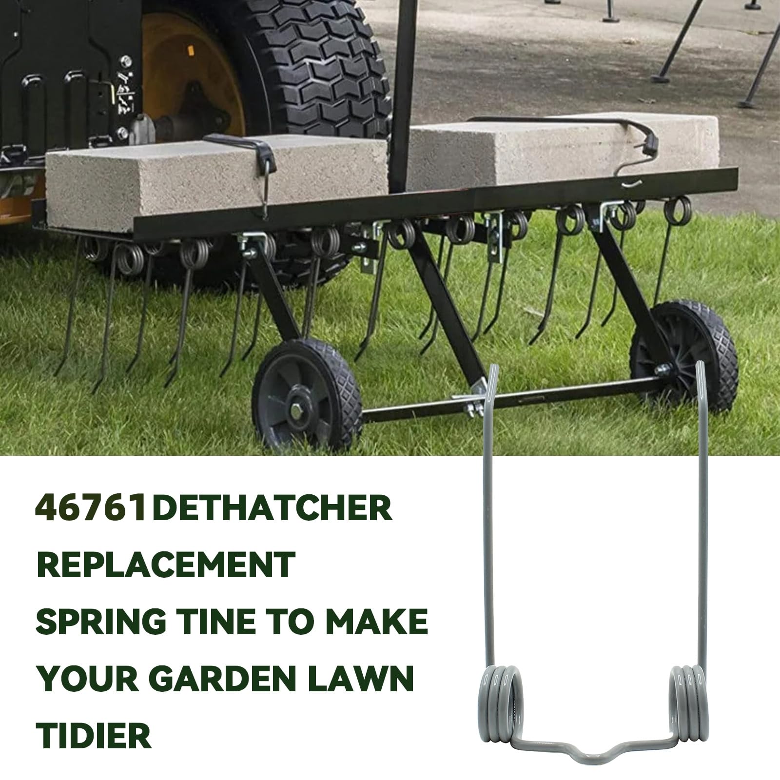 46761 Dethatcher Denti di ricambio, adatti per Agri-Fab Craftsman De-Thatcher, Dethatcher per trattori da prato (10 pezzi)