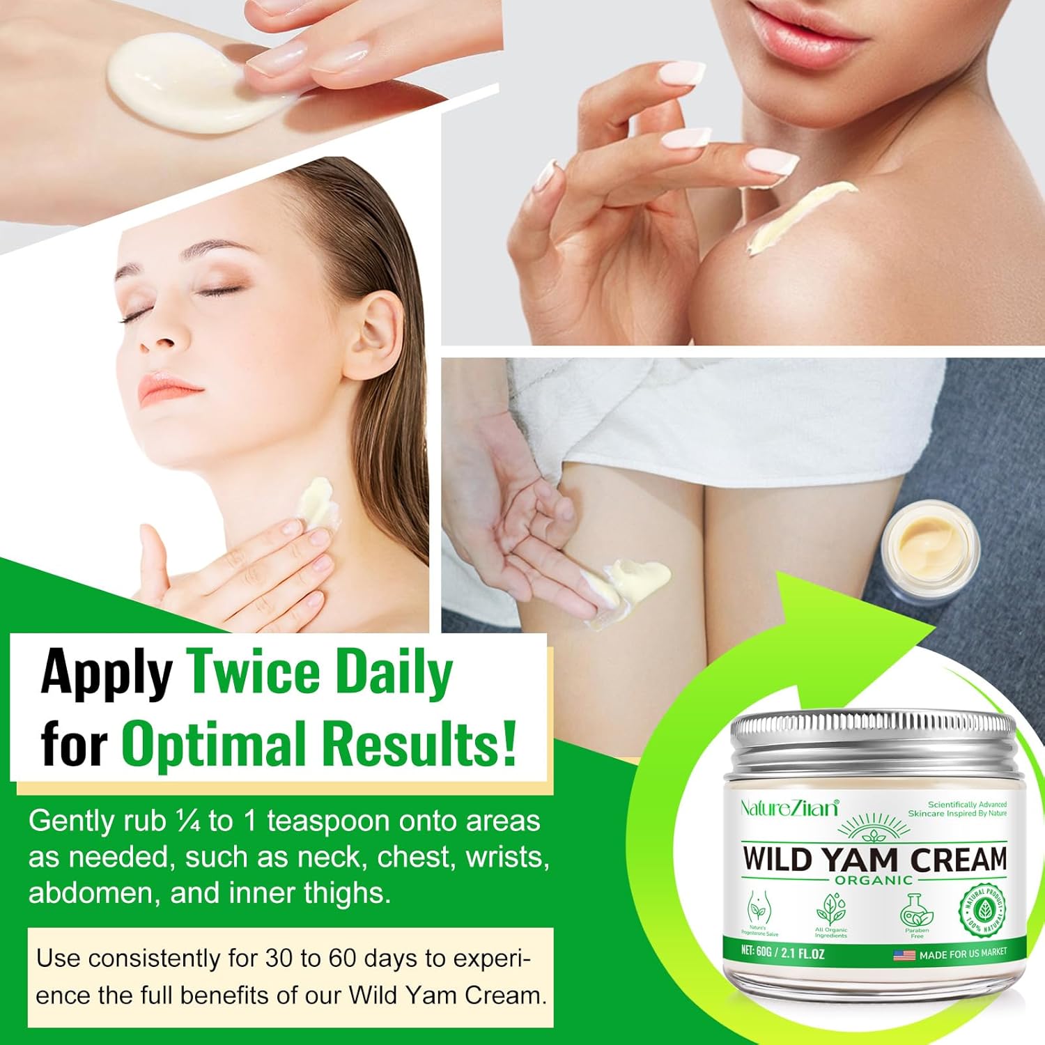Wild Yam Cream - Wild yam Cream - Suitable for Relieving Symptoms During Periods of Physical Change - for All Skin Types 2.1floz - Image 6