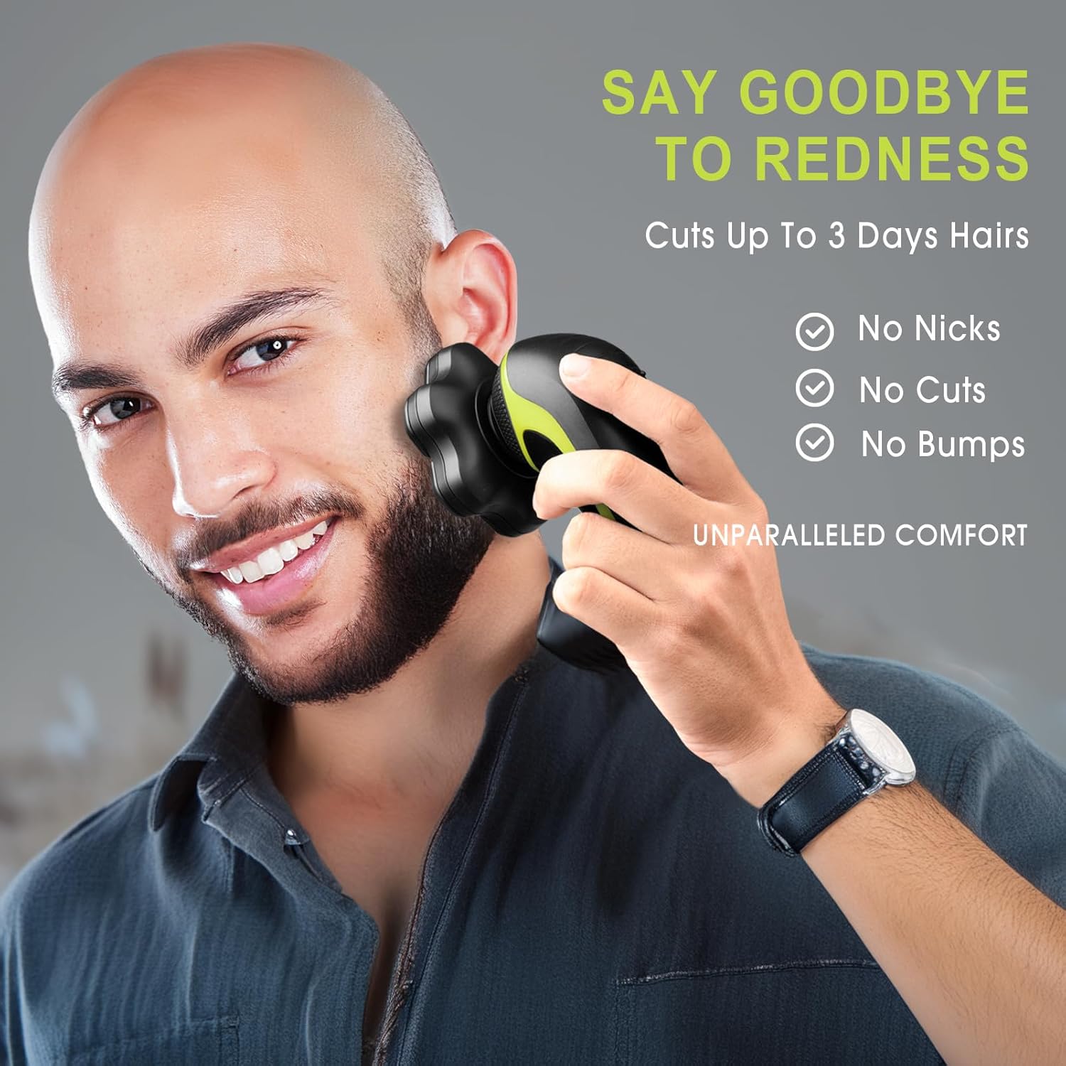 Magnetic 7D Head Shavers for Bald Men, Telfun Waterproof Hypoallergenic Electric Head & Body Shaver, Wet/Dry Shaving, Type-C Fast Charging, LED Display, Rechargeable Razor for Men & Women, Ideal Gift - Image 6