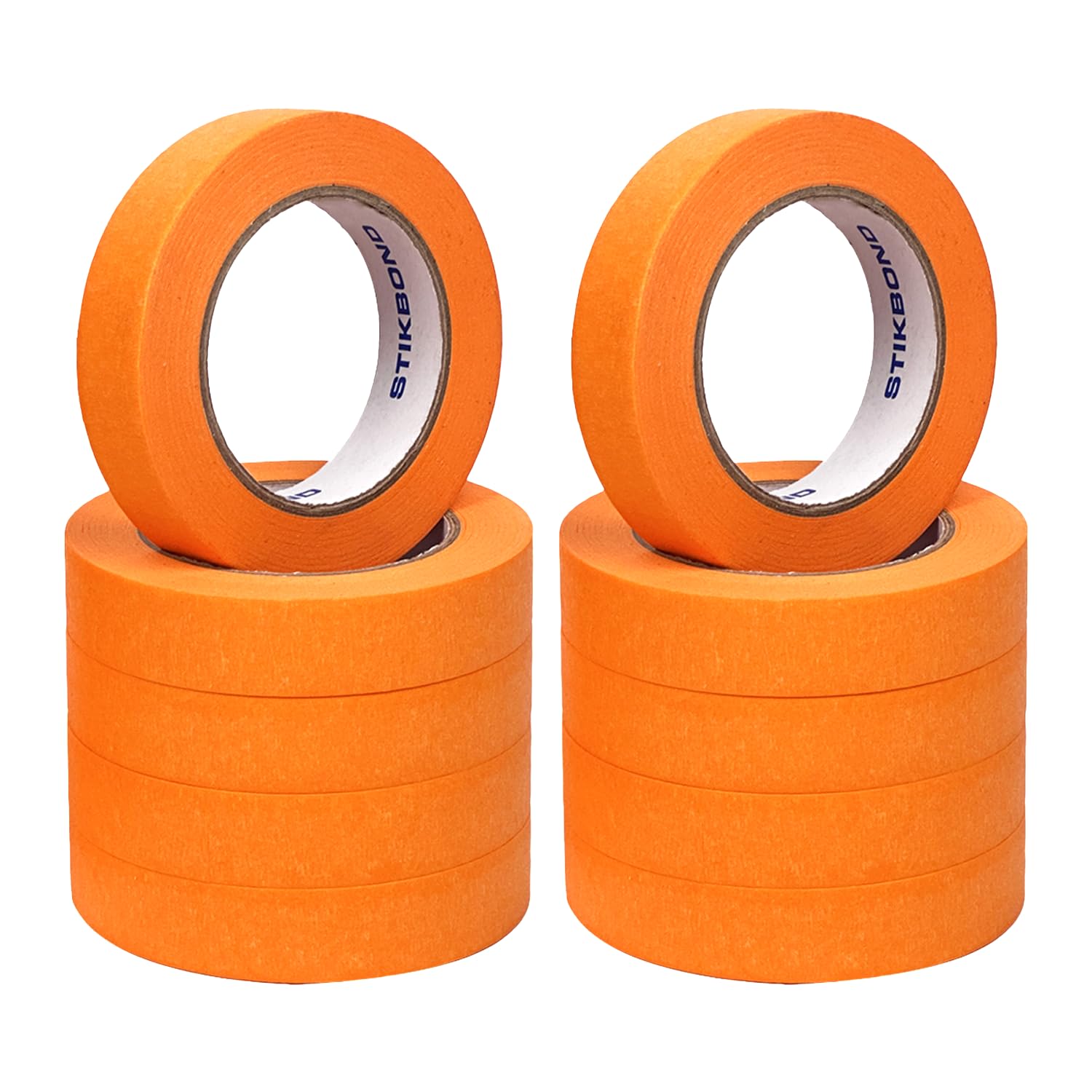 Orange Painters Tape 1 Inch x 55 Yards 10 Rolls (550 Total Yards), Medium Adhesive Masking Tape Bulk Multi Pack for Wall Painting, Furniture Painting, DIY Handmade Decoration