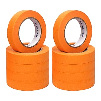 Orange Painters Tape 1 Inch x 55 Yards 10 Rolls 550 Total Yards, Medium Adhesive Masking Tape Bulk Multi Pack for Wall Painting, Furniture Painting, DIY Handmade Decoration