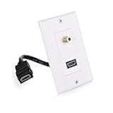 HDMI Wall Plate with Coax Outlet (Coax Wall Plate) in White