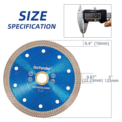 Miniatura 77 de GoYonder Diamond Blade 7 inch Super Thin Diamond Saw Blade, Tile Blades 7" for Cutting Porcelain Tiles, Granite Marble Ceramics (7"-Blue)