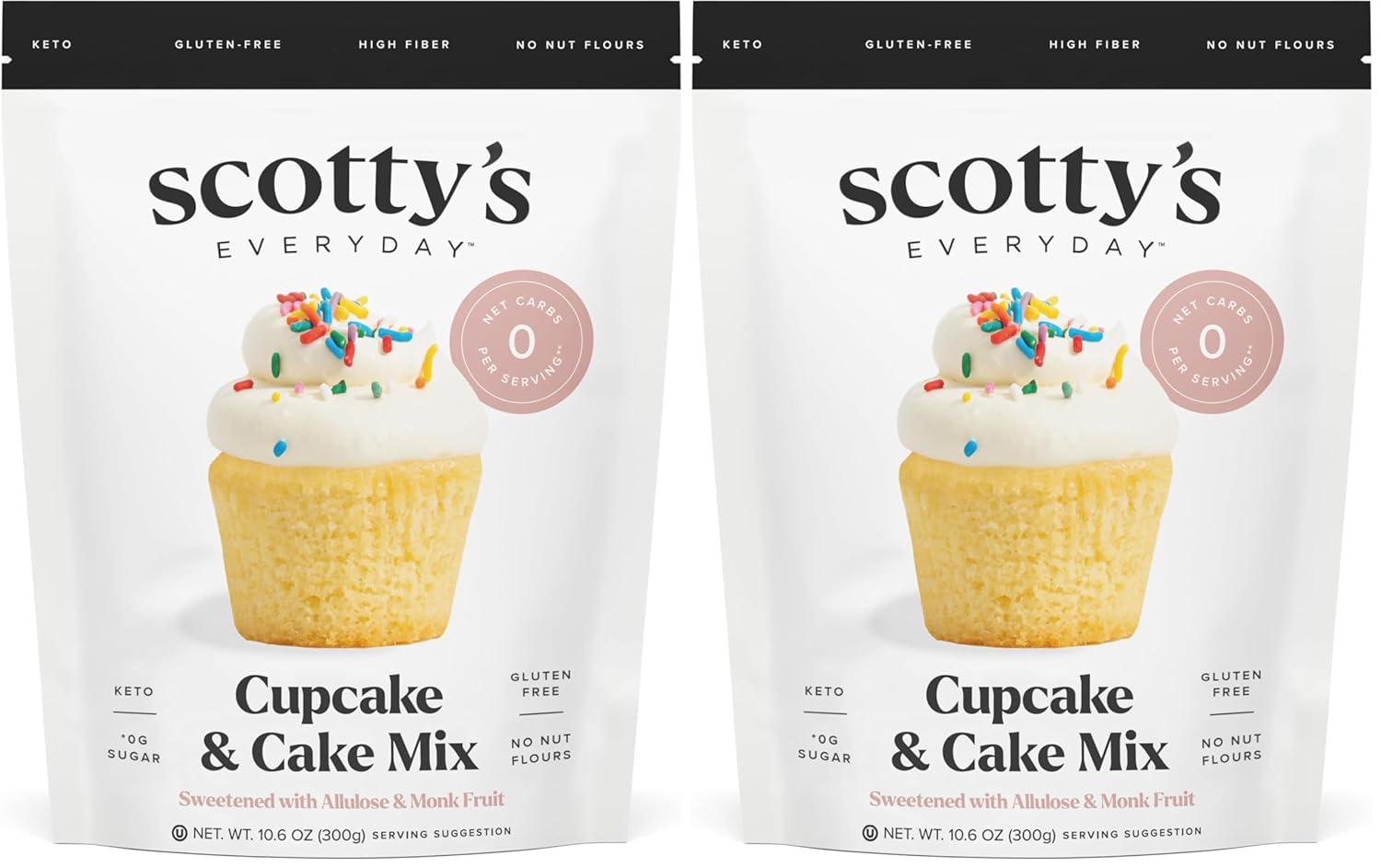 Scotty's Everyday - Keto Cupcake & Cake Mix - 0g Net carbs, 0g Added Sugar, Gluten-Free, High Fiber - No Nut Flours - 10.6oz, Pack of 2