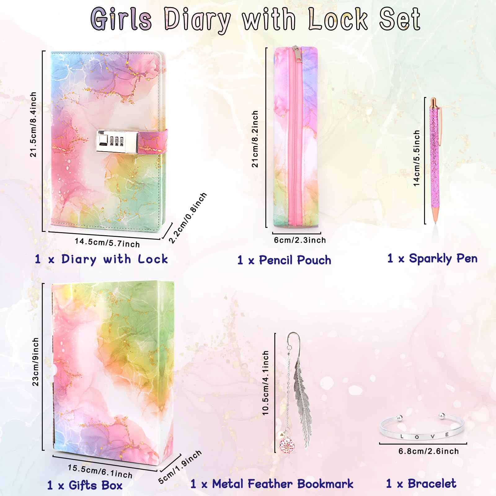Journal avec serrure pour filles, cadeaux pour filles de 8, 9, 10, 11, 12, 13 ans, cadeaux Noël et anniversaire pour adolescentes filles âgées de 7 à 14 ans, journal avec code, carnet de notes, stylo
