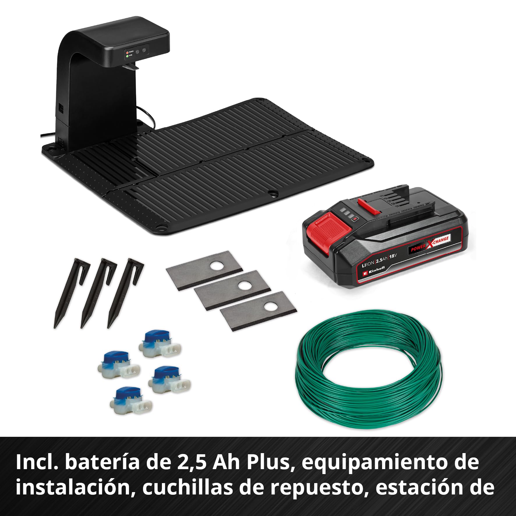 Einhell Robot cortacésped FREELEXO 500 Power X-Change (18 V, Control por aplicación, IPX5, actualizaciones por Aire vía WiFi, Incl. Equipo de instalación para 500 m² + batería de 2,5 Ah)