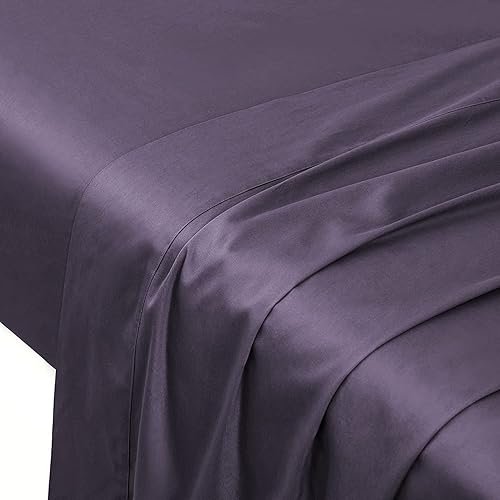 Miniatura 6 de Eikei Juego de sábanas de lujo de 400 hilos de algodón egipcio de fibra larga, tejido de satén transpirable, sedoso, suave, Pima Premium (carbón,