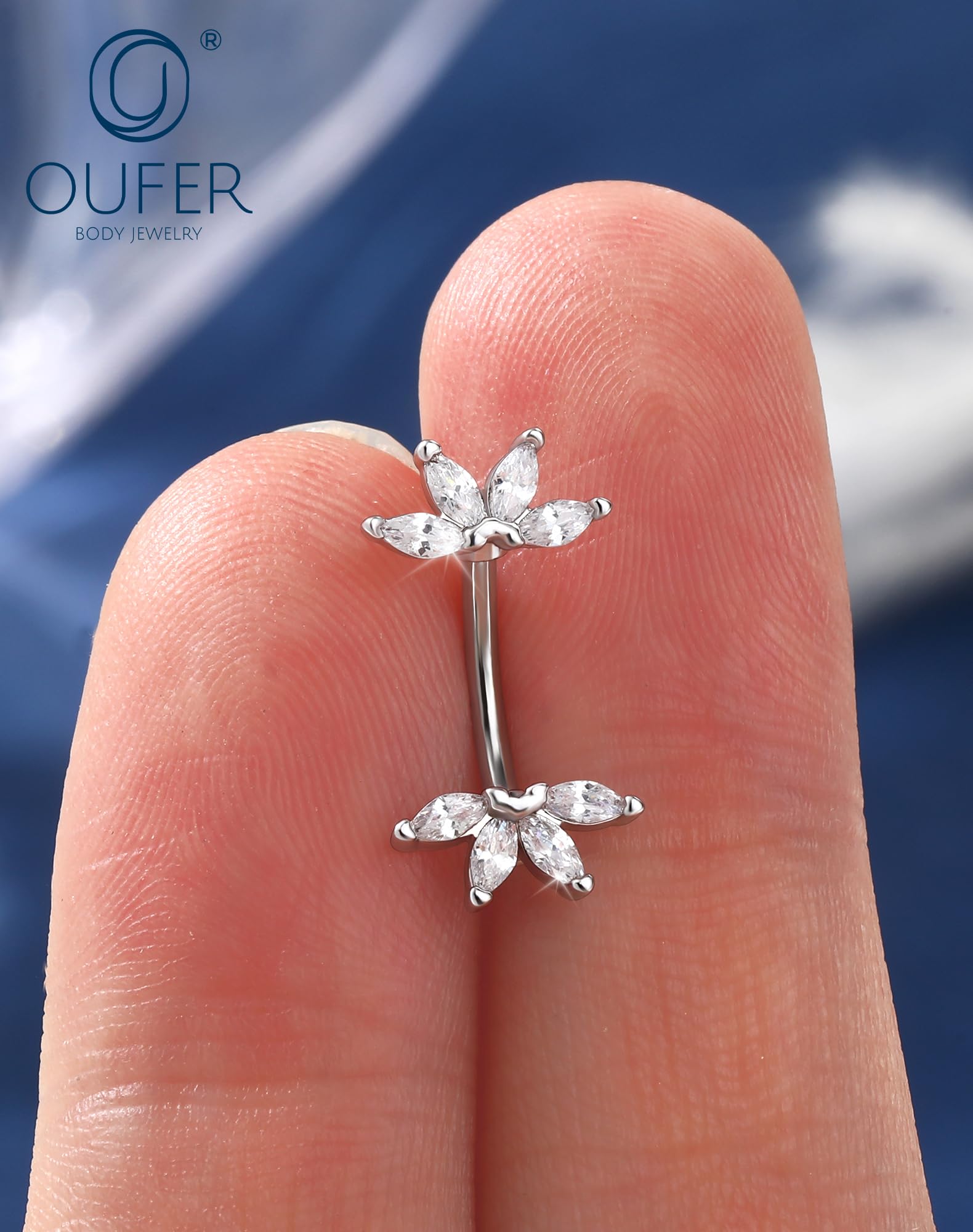OUFER Lotus Rook Piercing Schmuck 16G Chirurgenstahl 316L Augenbrauen Piercing Klar Schwarz CZ Silber Gold Knorpel Helix Tragus Ohrringe 6 8 mm Lippenpiercing für Frauen - 3