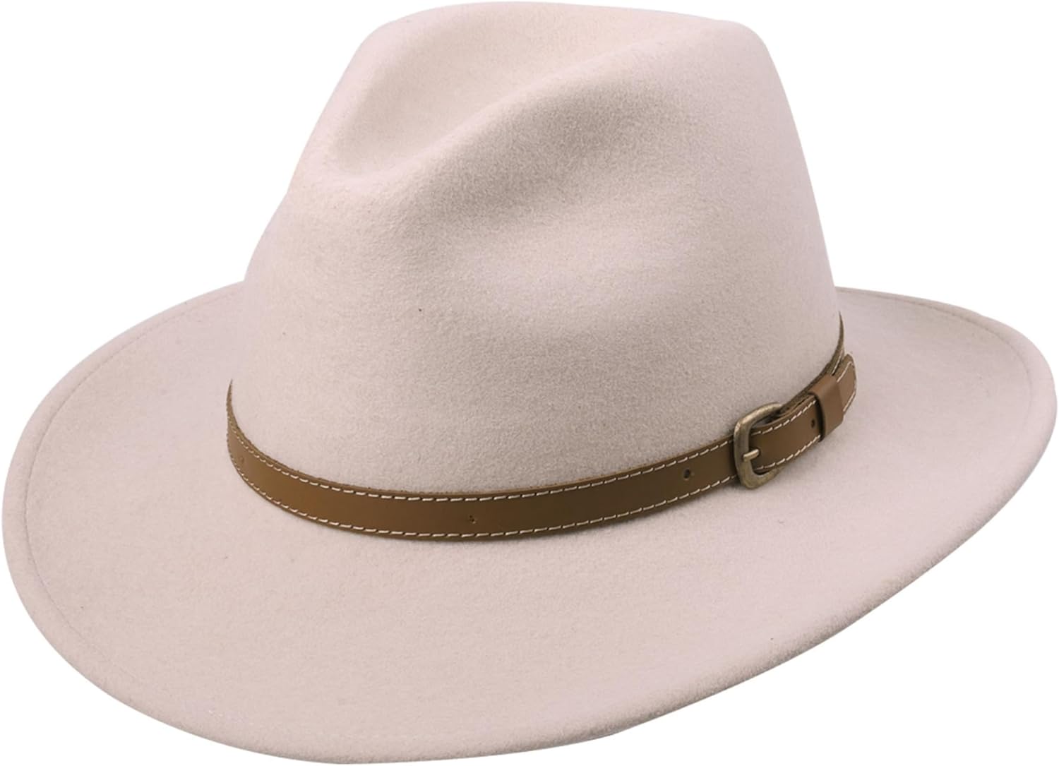 Bigalli Adventure Wool Felt Cowboy Fedora Hat for Men Women Crushable Center Dent Genuine Leather | Outback