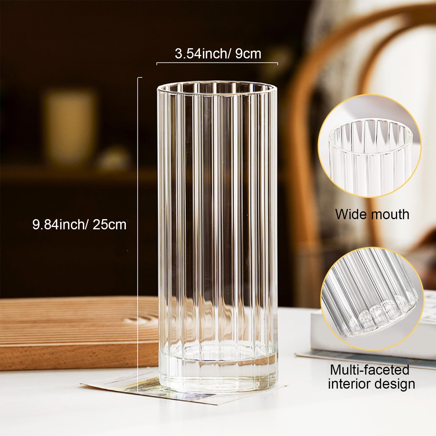Gute 10 Inch Glass Vases for Decor, Flower Vase for Home Decor, Modern Decorative Clear Vase Centerpieces Living Room, Kitchen - Image 8