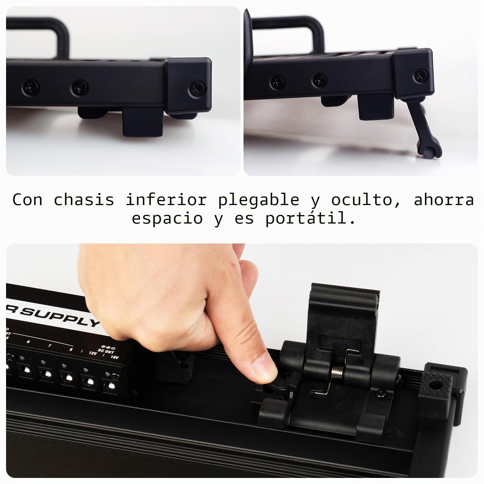 GUITTO GPB-01 - Pedalera de guitarra con diseño seguro de clip, aleación de aluminio con bolsa de transporte, no necesita adhesivo para pedales de efectos, para conciertos y ensayos, GPB-01 pequeño