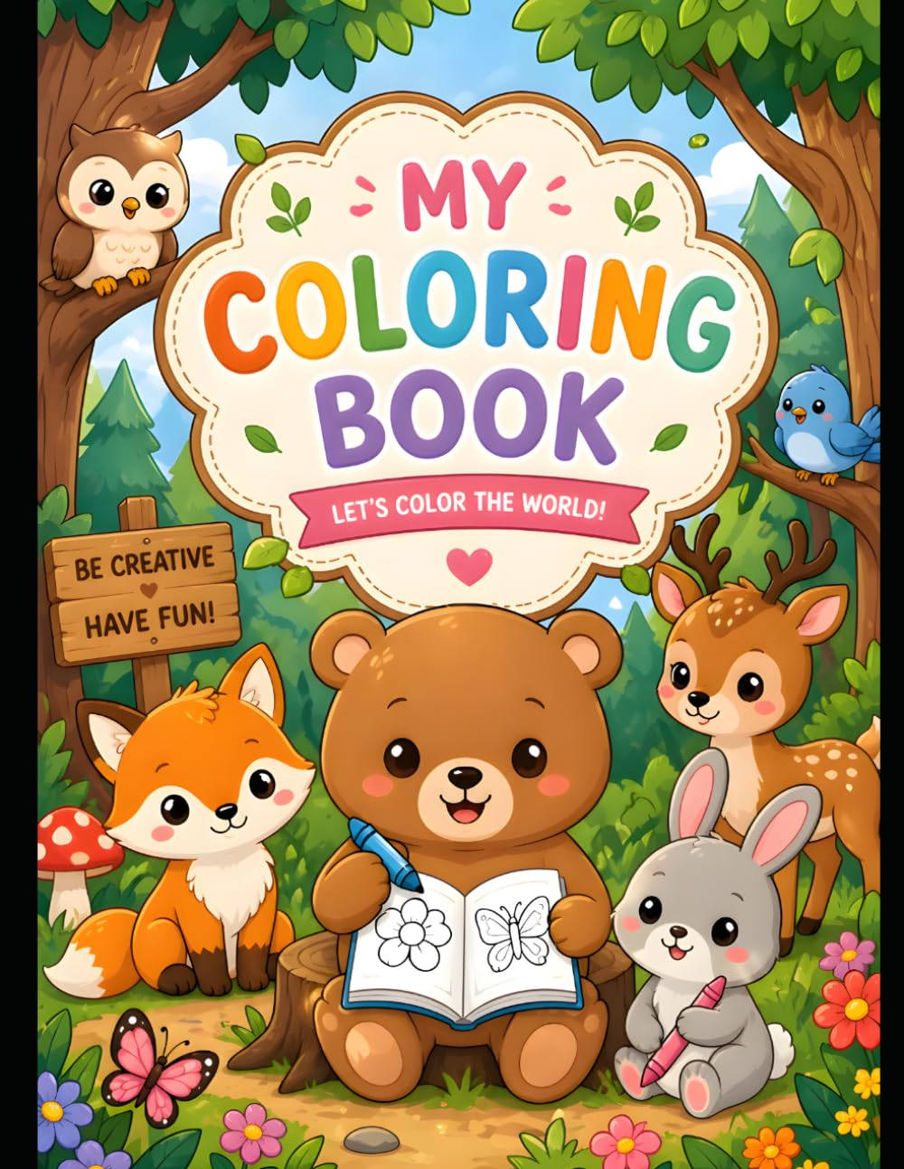 Coloring Animals: Fun Coloring Book for kids aged 3 to 6: Fun and Easy Coloring Pages for Toddlers and Preschoolers Aged 3-6