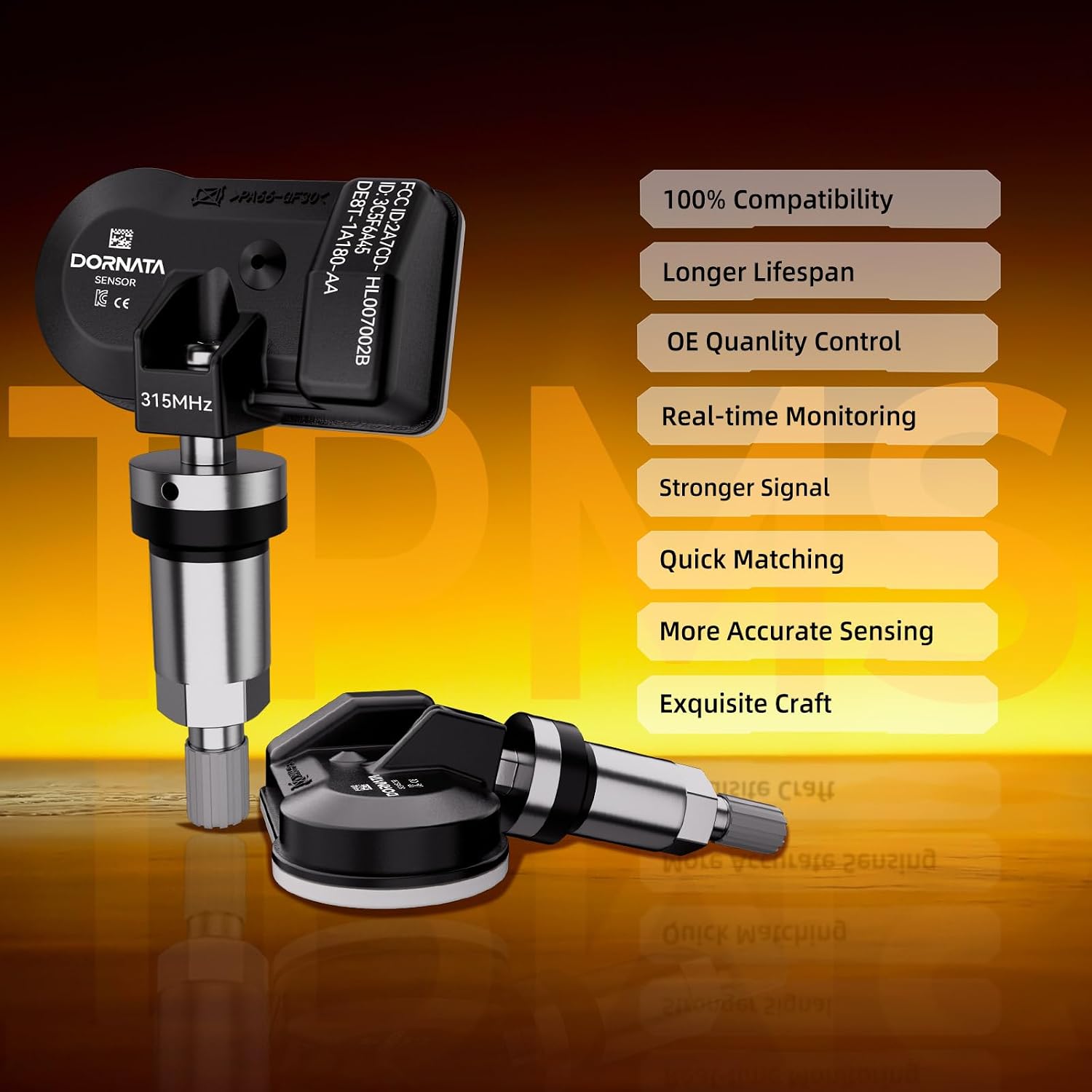 TPMS Sensor,Ford Tire Pressure Sensor with 1 tpms relearn Tool for Ford Lincoln Mercury VPG-F150 F250 F350,Explorer,MKX,MKZ,Mariner,MV-1,Tribute-315MHz-Replace OE# DE8T1A180A,DR3Z1A189A (Set of 5)