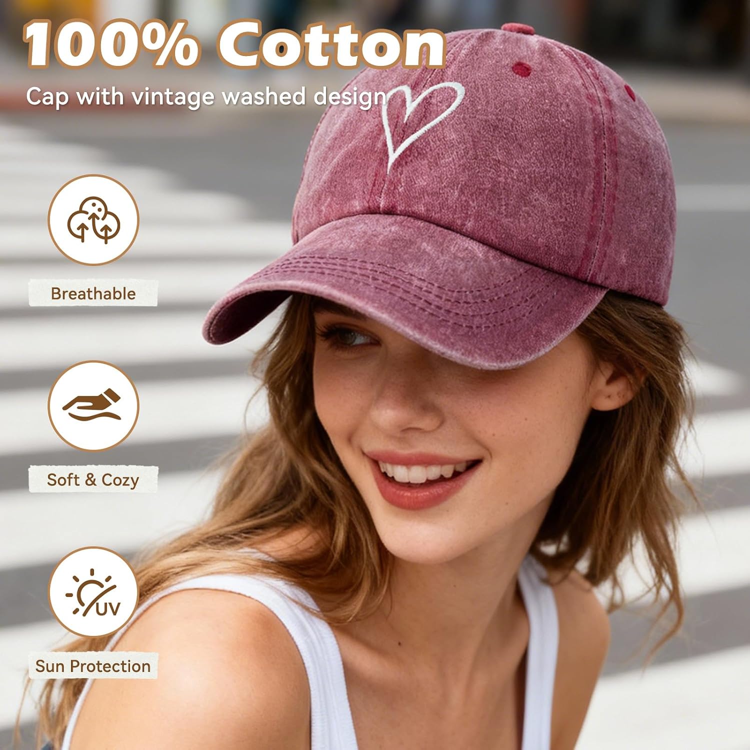 Women's Cap with Braid Hole Summer Cap Adjustable Baseball Cap Cotton Vintage Baseball Cap with Embroidery Breathable Cap Outdoor Peaked Cap image 4