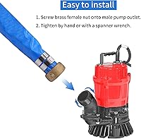 Vista 5 de Manguera de descarga de bomba de agua plana de PVC de 2" x 50 pies con accesorios de orejeta con pasador de aluminio, ensamblaje de manguera