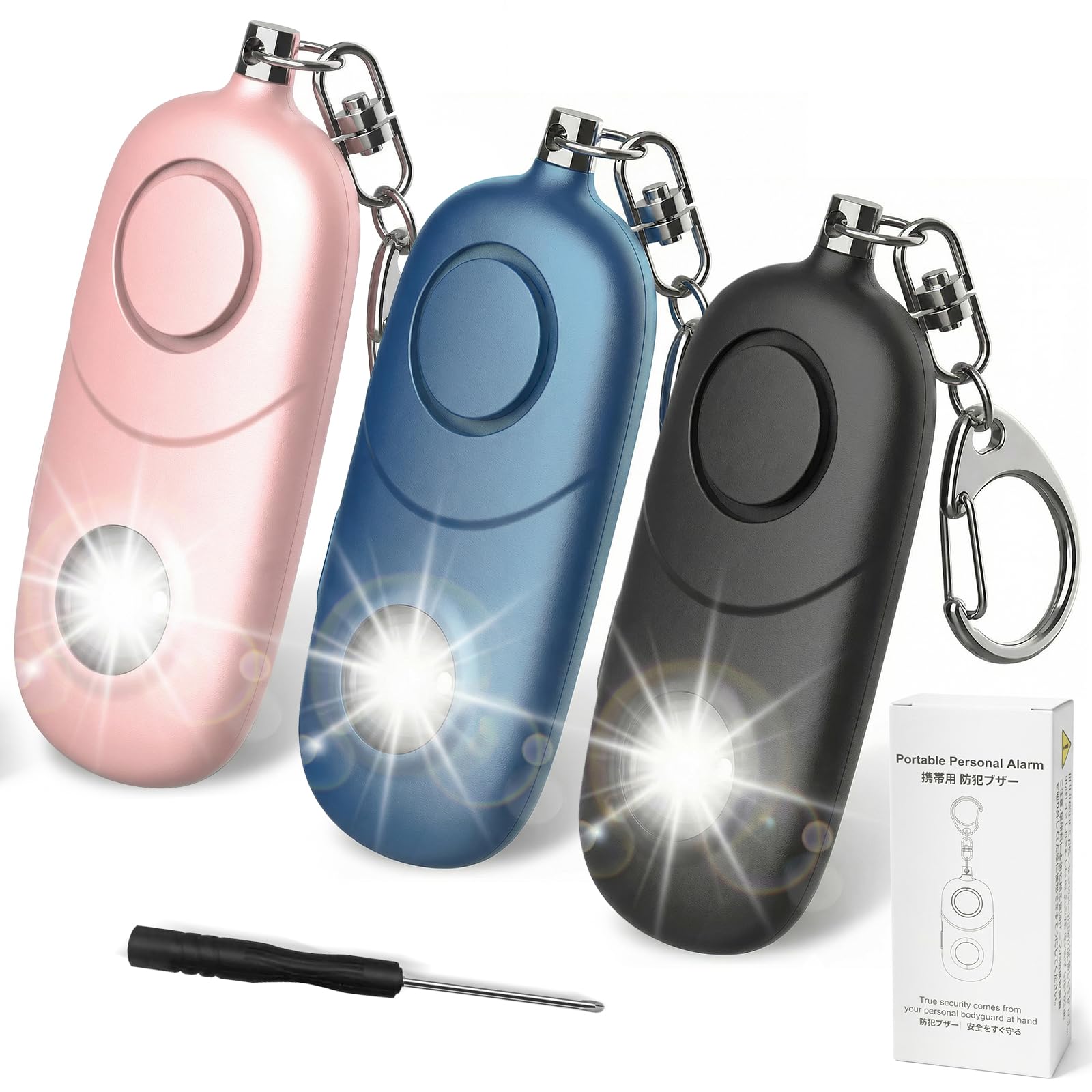 Qoosea Llavero Alarma Personal 135dB con Luz Estroboscópica para Mujeres, Niños, Estudiantes, Ancianos – Alerta de Seguridad, Autodefensa de Emergencia, Carrera Nocturna, Senderismo