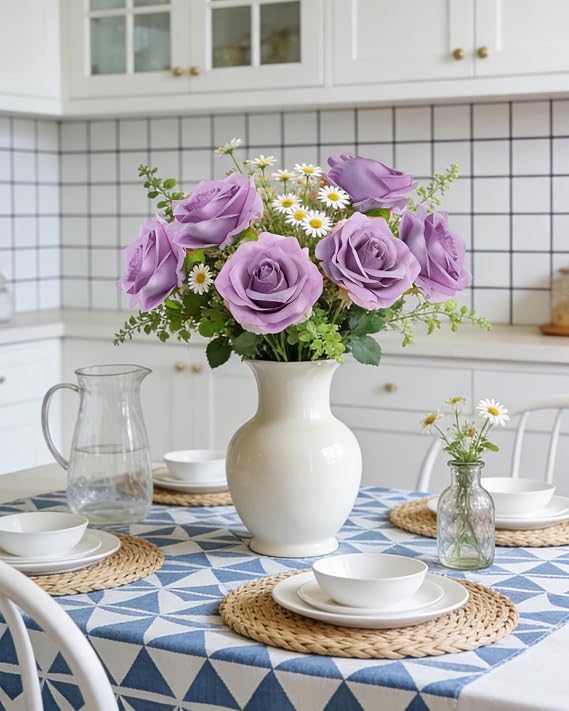 10Pcs Artificial Roses Faux Flowers Single Stem for DIY Home Wedding Decor
