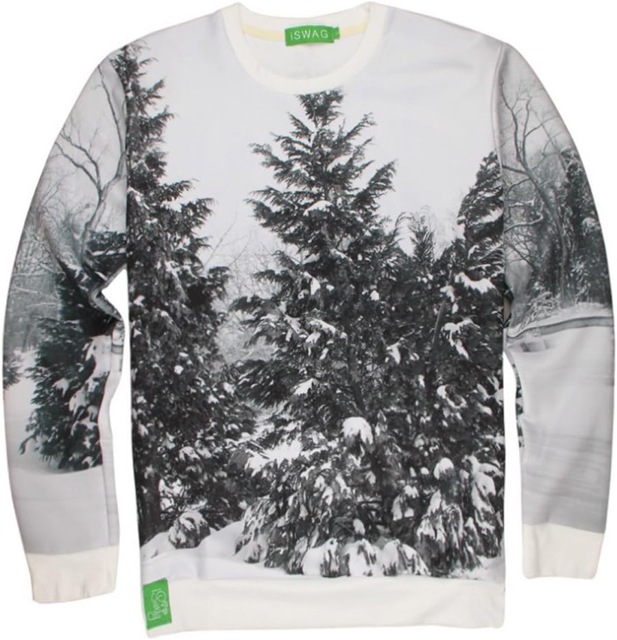Man's 3d Print Pullover Round Collar Snow Tree Sportswear(xl)