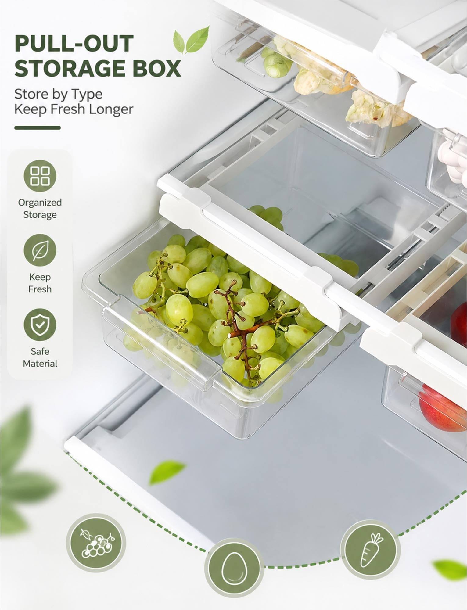 Organizador colgante para nevera,cajón extraíble,huevos,frutas y verduras