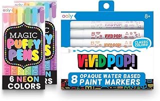 Magic Puffy Pens Neon Color Pens with 3D Ink (Pack of 2) & Vivid Pop! Super Bright Water Based Paint Markers (Set of 8), For Kids, School Supplies, Art Projects, Paint Pen Marker for Kids