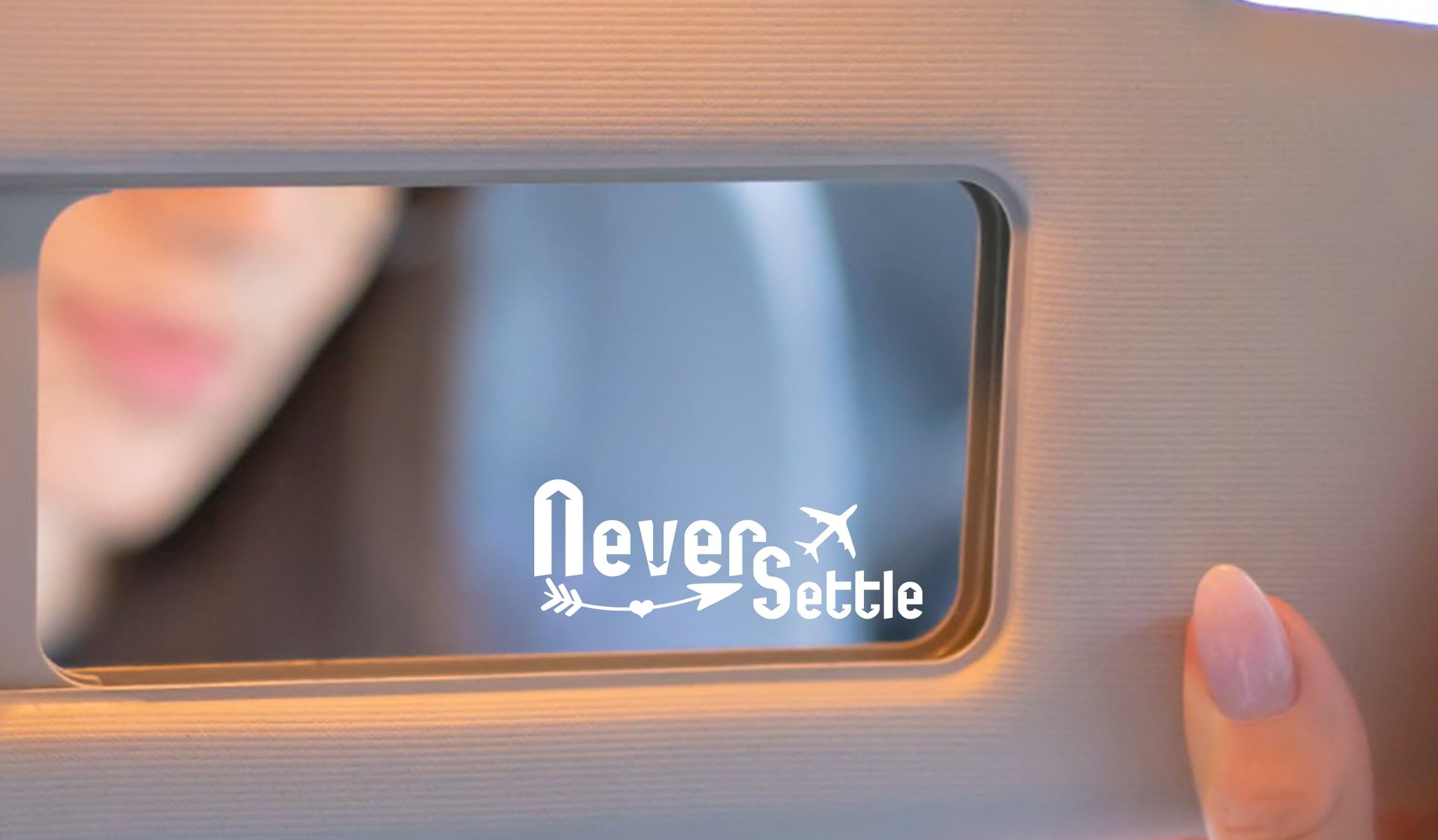 Ecomaholics3 x Never Settle Rearview Mirror Decal, Tumbler Vinyl Stickers, Travel Mug Sticker, Rearview Mirror Sticker Affirmation,Car Window Stickers,Car Decals-White