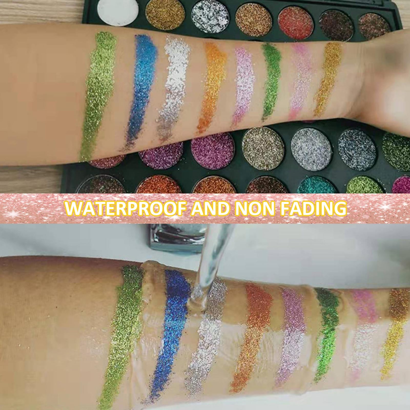 35 Colors Professionnel Maquillage Palette Fard à Paupières Glitter, Eyeshadow Palette Paillette Yeux, Oculaire Brillante Palette d'Ombre Longue Durée pour les Spectacles Scène et la vie Quotidienne