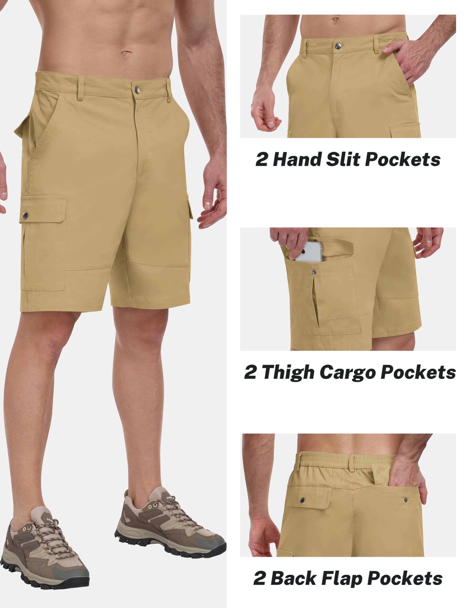 JINSHI Pantaloncini Cargo Uomo Cotone Shorts Bermuda Estivi Leggeri Lavoro Pantaloni Corti Sportivi da Escursionismo con Multi-Tasche