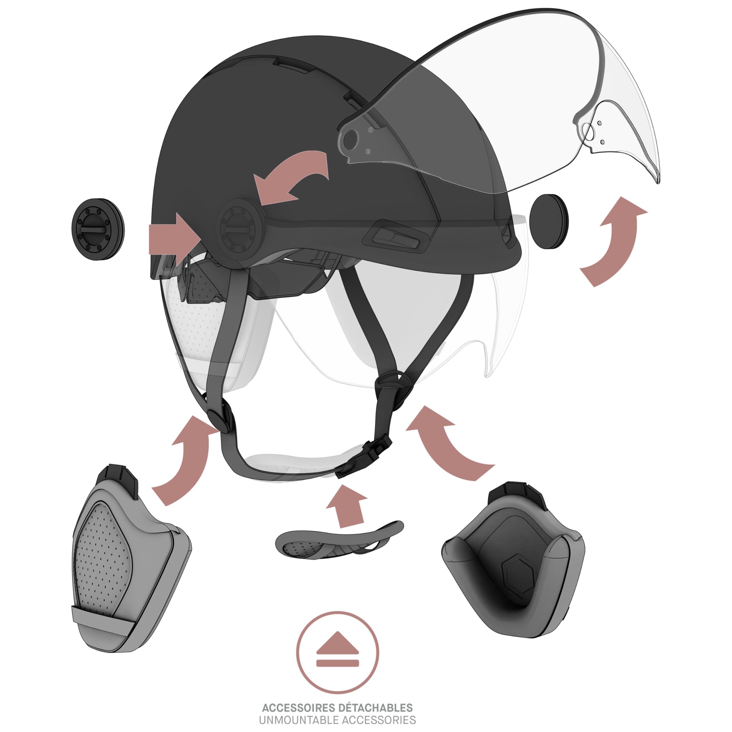 CASR Style Fahrradhelm Damen Herren mit Visier, Fahrradhelm Erwachsene – Urban Helm E-Bike, Roller, Tretroller, Skaterhelm, abnehmbare Ohrpolster, atmungsaktiv, verstellbar, leicht, Größe M, Rosa