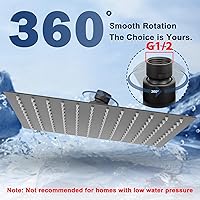 Vista 121 de NearMoon - Cabezal de regadera grande de acero inoxidable cuadrado de lujo en cascada, para instalar en el techo o la pared