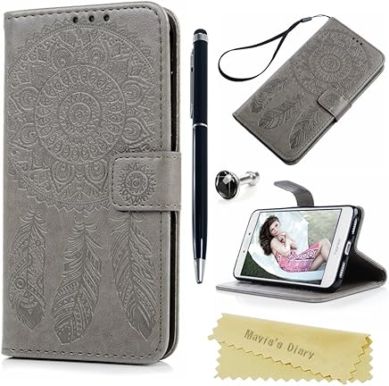 Funda Huawei P8 Lite 2017 Libro de Suave Cuero Impresi?n PU Premium Carcasa Con TPU Silicona Case Interna Suave,Soporte Plegable,Cierre Magn?tico - Dise?o de atrapasue?os, Gris Funda Huawei P8 Lite 2017 Libro de Suave Cuero Impresi?n PU Premium Carcasa Con TPU Silicona Case Interna Suave,Soporte Plegable,Cierre Magn?tico - Dise?o de atrapasue?os, Gris