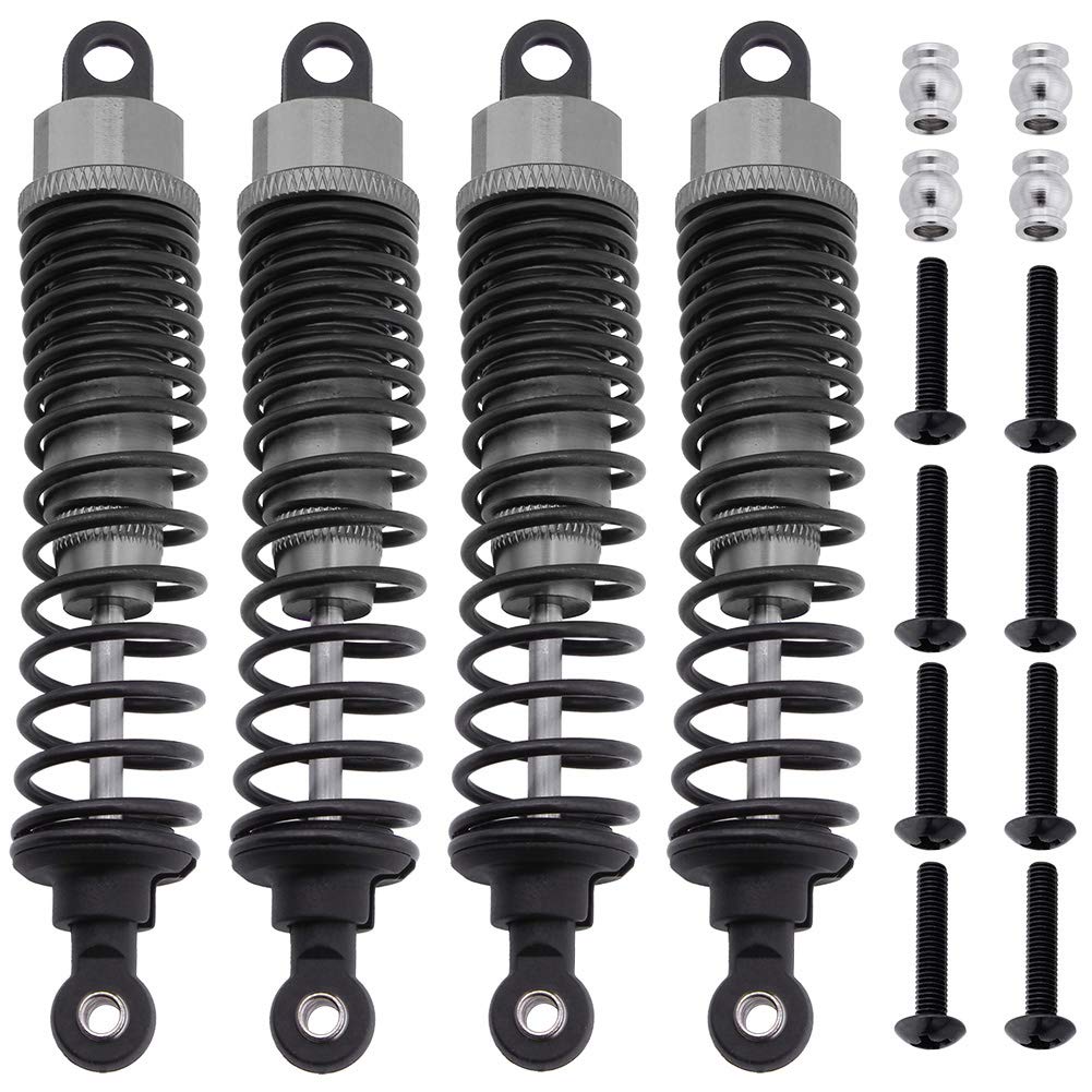 4pcs HobbyPark 98mm Aluminum Front Rear RC Shock Absorber Assembled Dampers for 1/10 Scale RC Car Off Road Buggy (Grey)