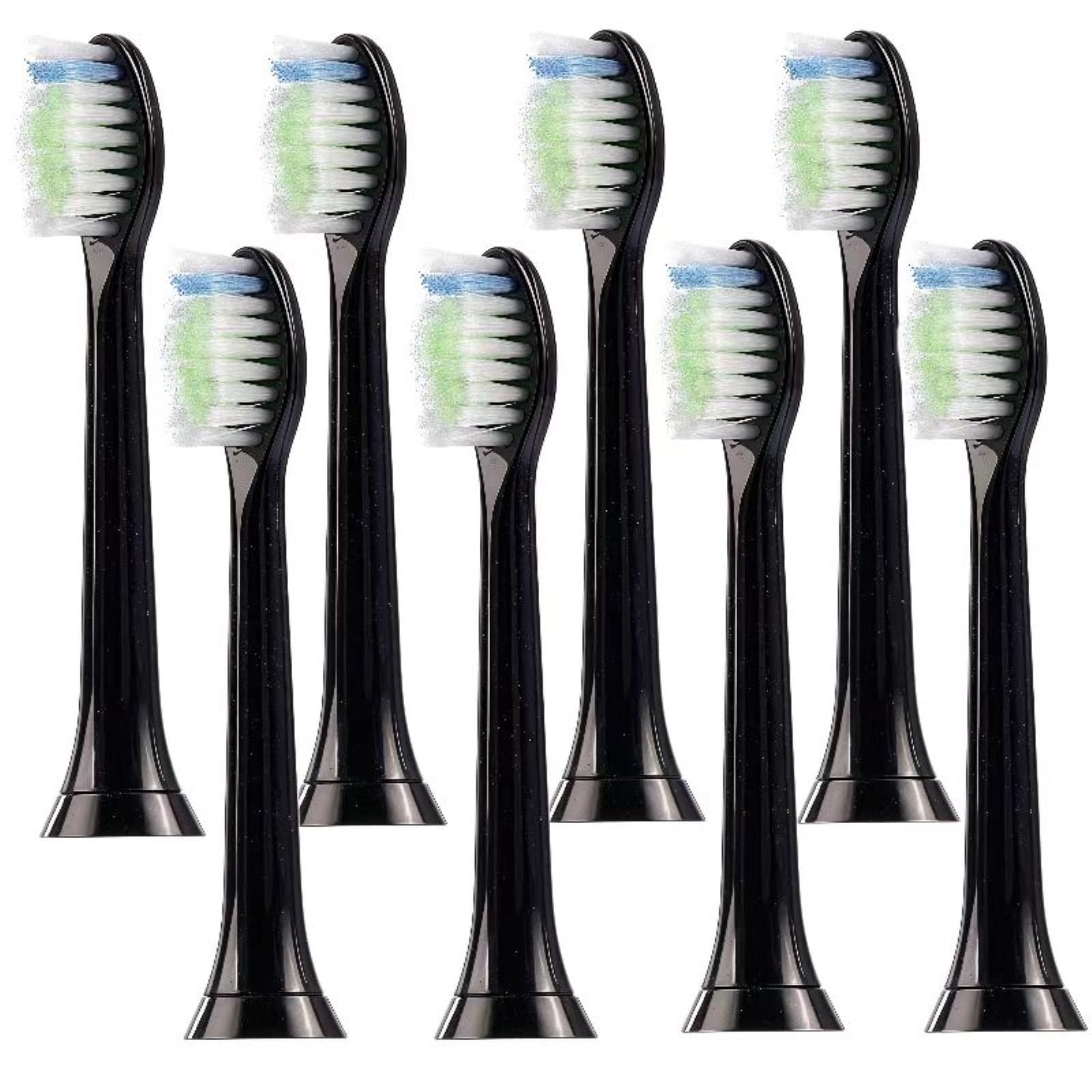 Testina Di Ricambio For Spazzolino Elettrico. Compatibile Con Philips HX6500/HX6511/HX6530/HX6711/HX9342/HX9332/HX9382(Black brush heads x8)