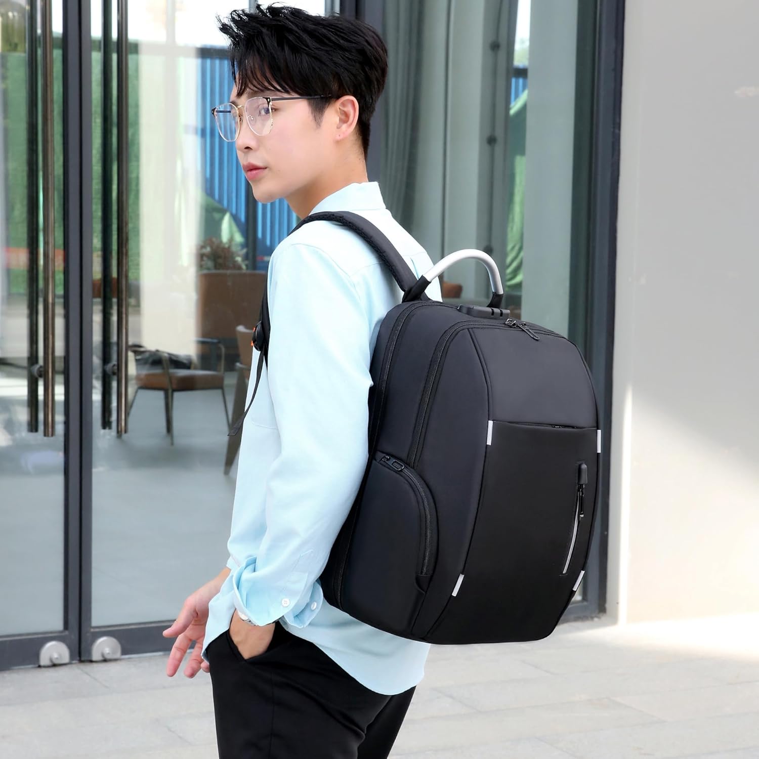 حقيبة ظهر مضادة للسرقة لأجهزة الكمبيوتر المحمولة مزودة بمنفذ ش... - view 5