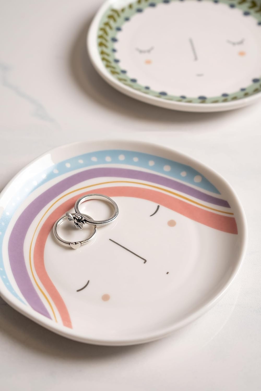 Karma, Reyna Trinket Tray, Decorative Ceramic Trinket Dish, Jewelry Dish Tray for Rings Bracelets Necklace, Apricot - Image 4