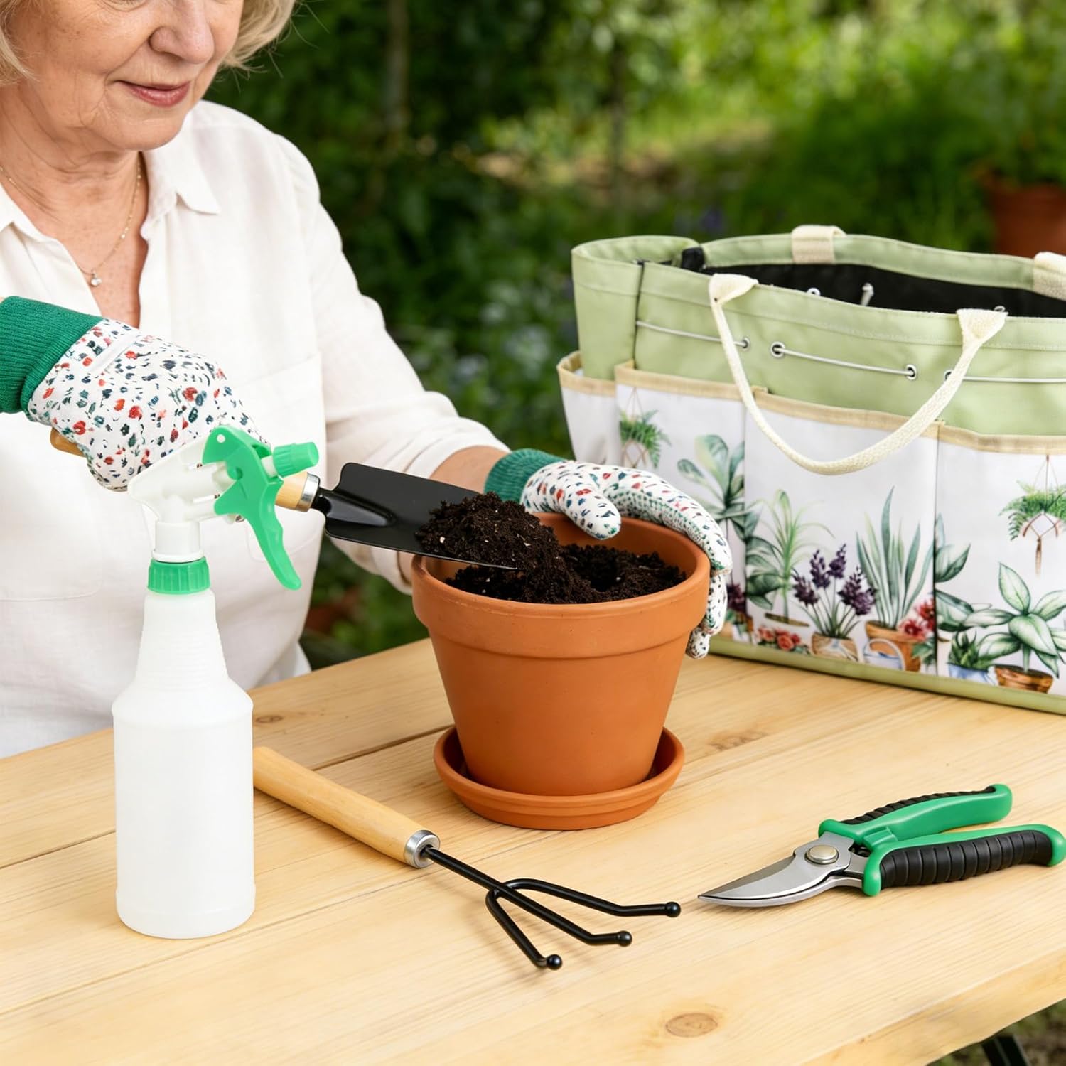 Sintuff 9 Pcs Garden Kneeler and Seat with Gardening Tools and Pouch Heavy Duty Gardening Stools for Seniors Foldable Garden Stool Gifts for Women Mom Employees Yard Outdoor Work Gift