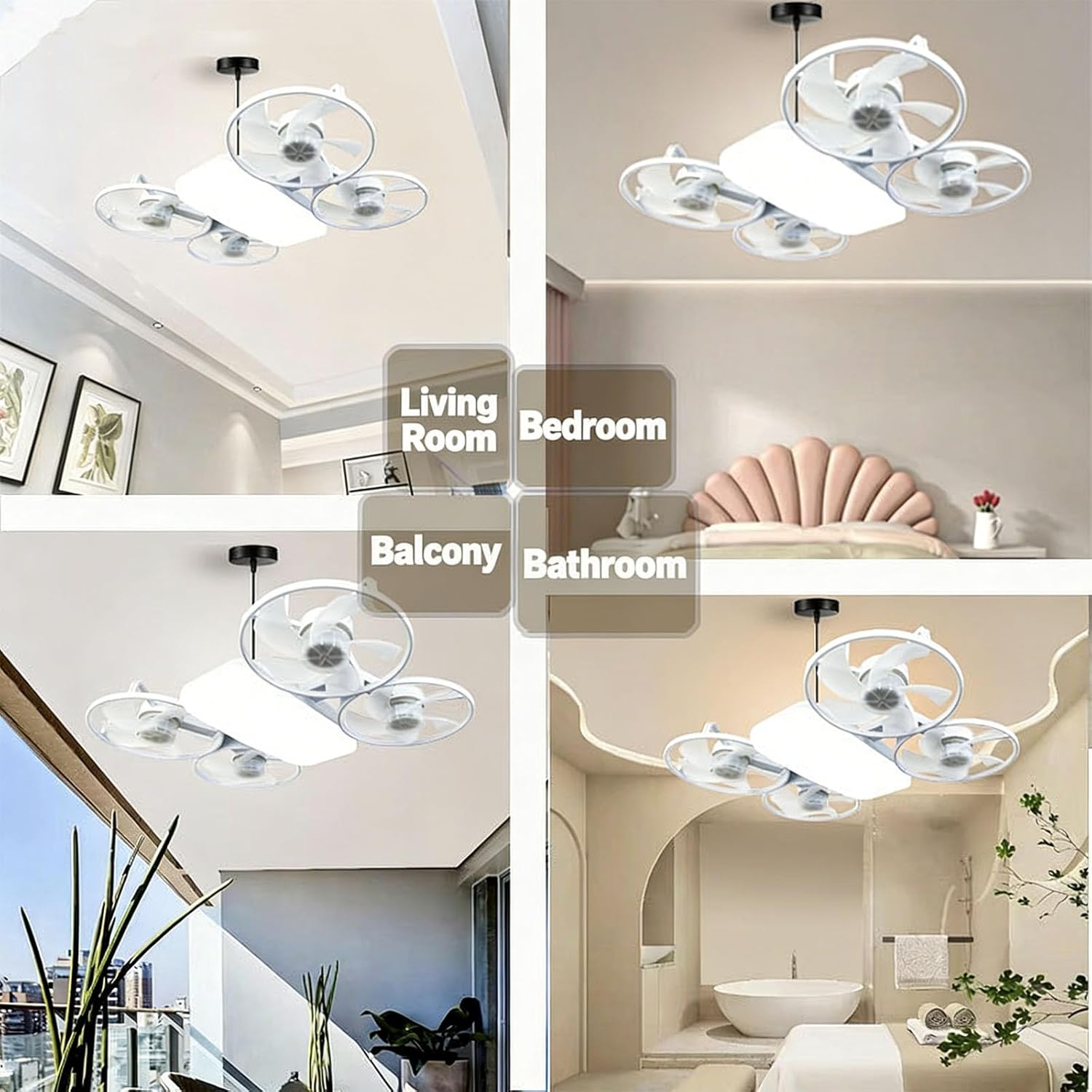 Ceiling Fan with Lights Remote Control, Foldable Dimmable LED Ceiling Fan Light, 3 Color Temperature Adjustable Brightness Ceiling Fan, E27 Socket Modern Ceiling Fan for Living Room, Bedroom (Blue)