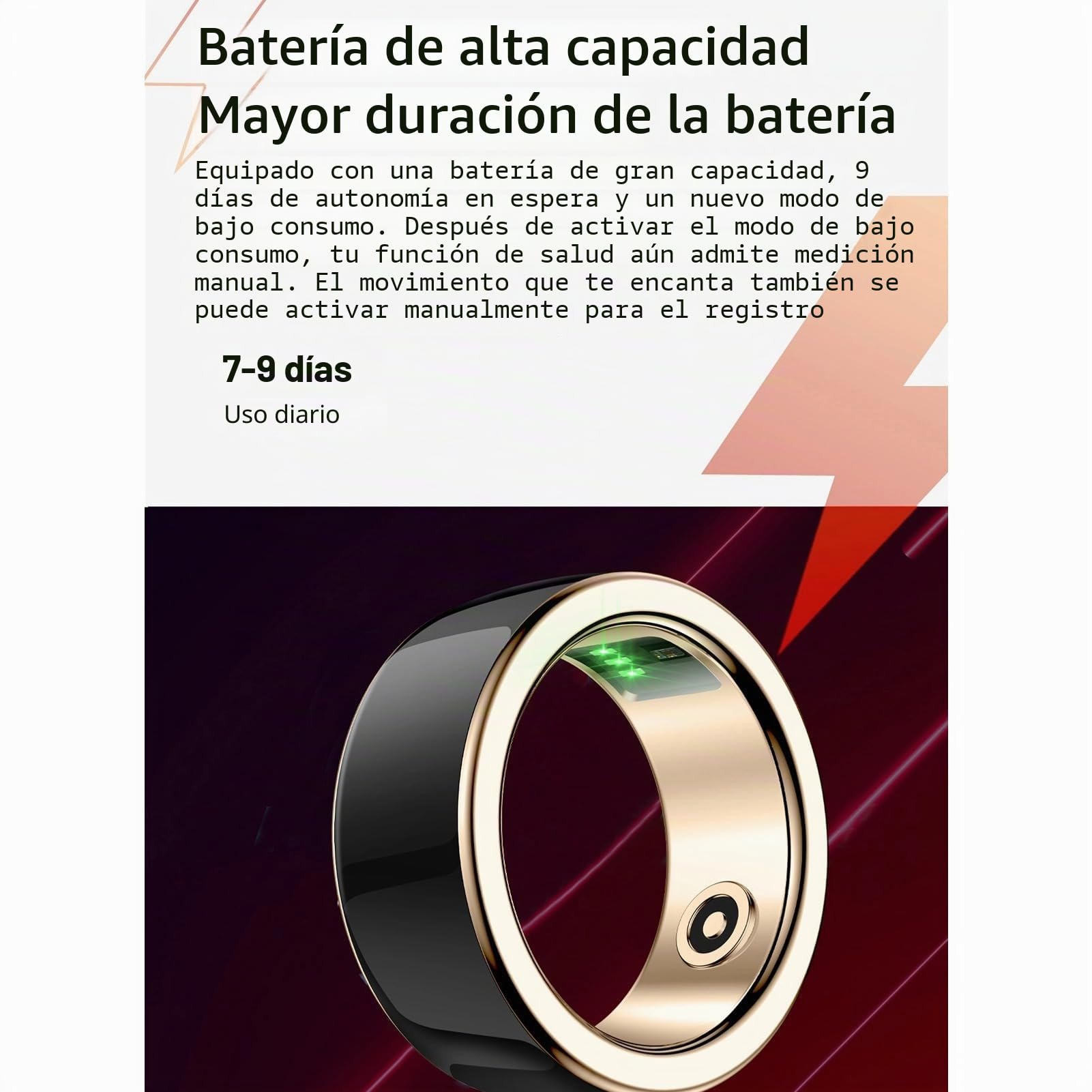Smart Ring Health Tracker, Monitor de Calidad del Sueño, Anillo de Conteo de Pasos de Fitness con Estuche de Carga, Control Remoto para Selfies de Teléfono, IP68 a Prueba de Agua