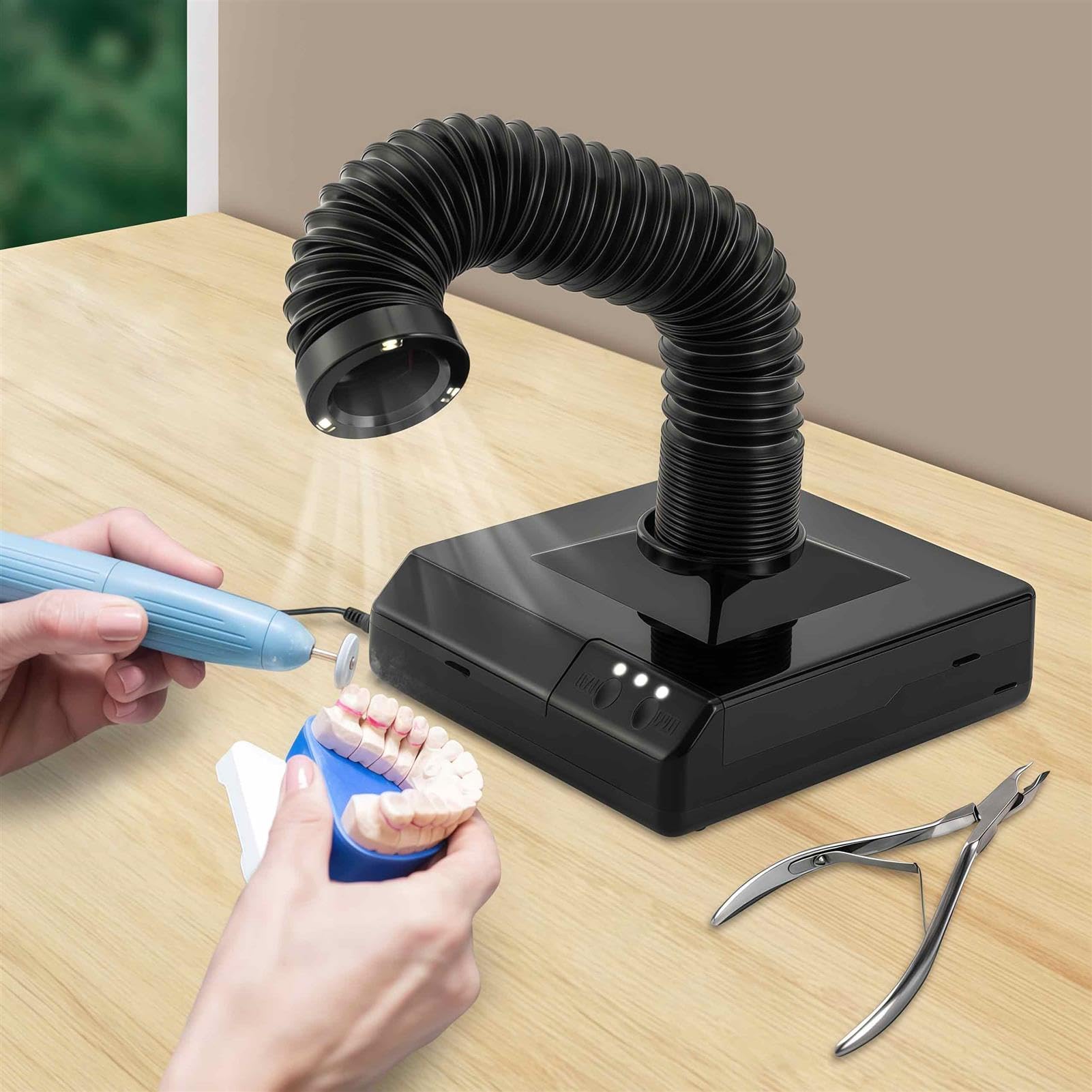 Aspirapolvere elettrico girevole a 360° con ventola e LED, 2 in 1, potente rimozione della polvere per salone e uso domestico