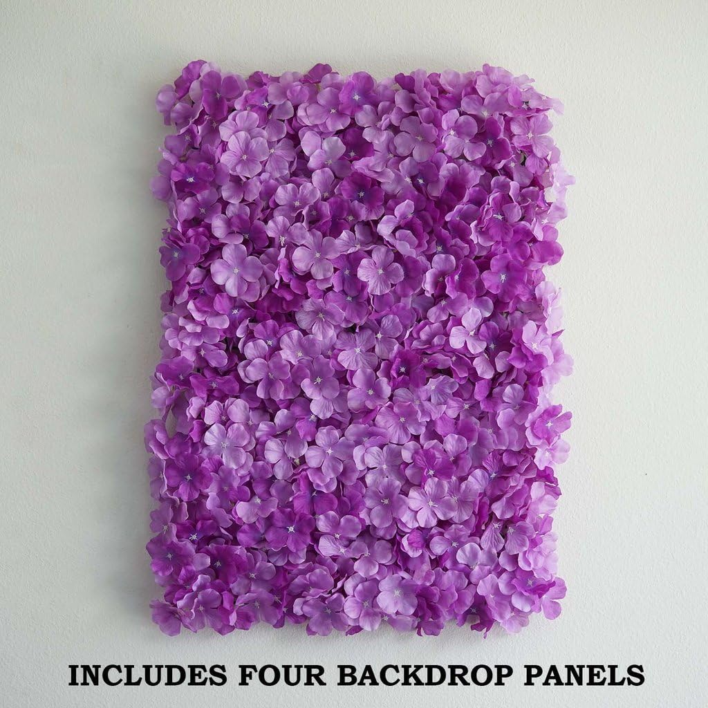 Tableclothsfactory 4 PCS Purple Silk Hydrangea Flower Mat Wall Wedding Event Decor for DIY Centerpiece Arrangement Party Decorations